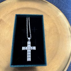 Brand New Iced Out Moissanite Cross Necklace 