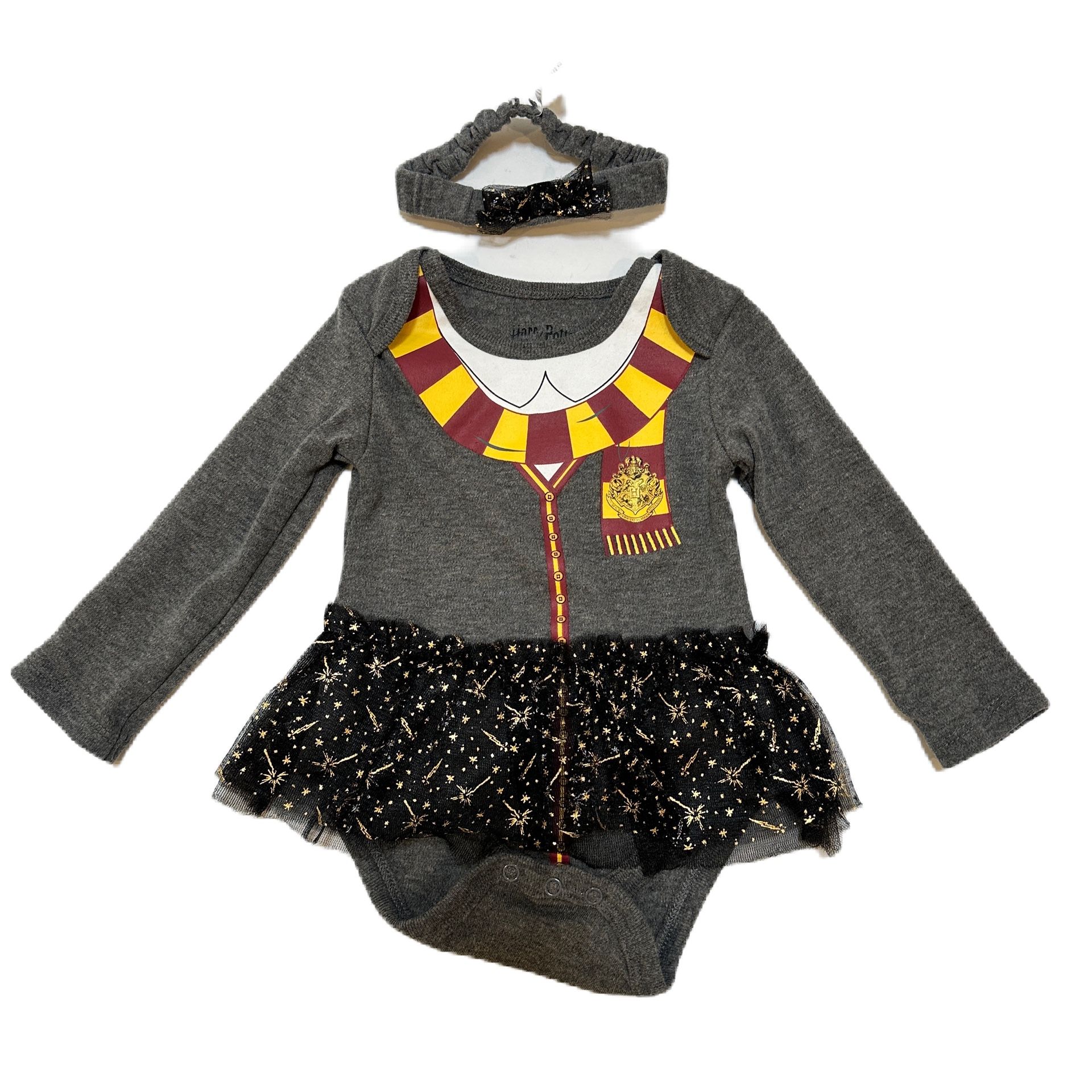 Harry Potter Gryffindor Baby Girl Gray One Piece Body Suit Tulle Skirt Costume Infant Sz 3-6 Months