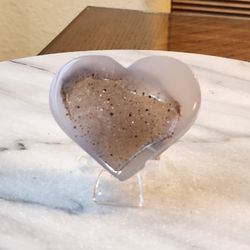 2.3" Approximately Druzy Agate Heart Quartz Crystal 