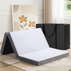MASVIS Trifold Mattress, 4 Inch Memory Foam Foldable Mattress with Washable Cover, Full Size