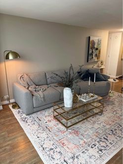 Modern Gray Sectional Cuddler Sofa - Oversized Deep Seating Couch (Moving Sale)