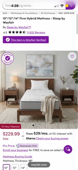 Wayfair Memory foam Twin firm mattress