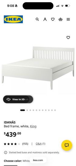 Bed frame, slatted bed base and mattress KING