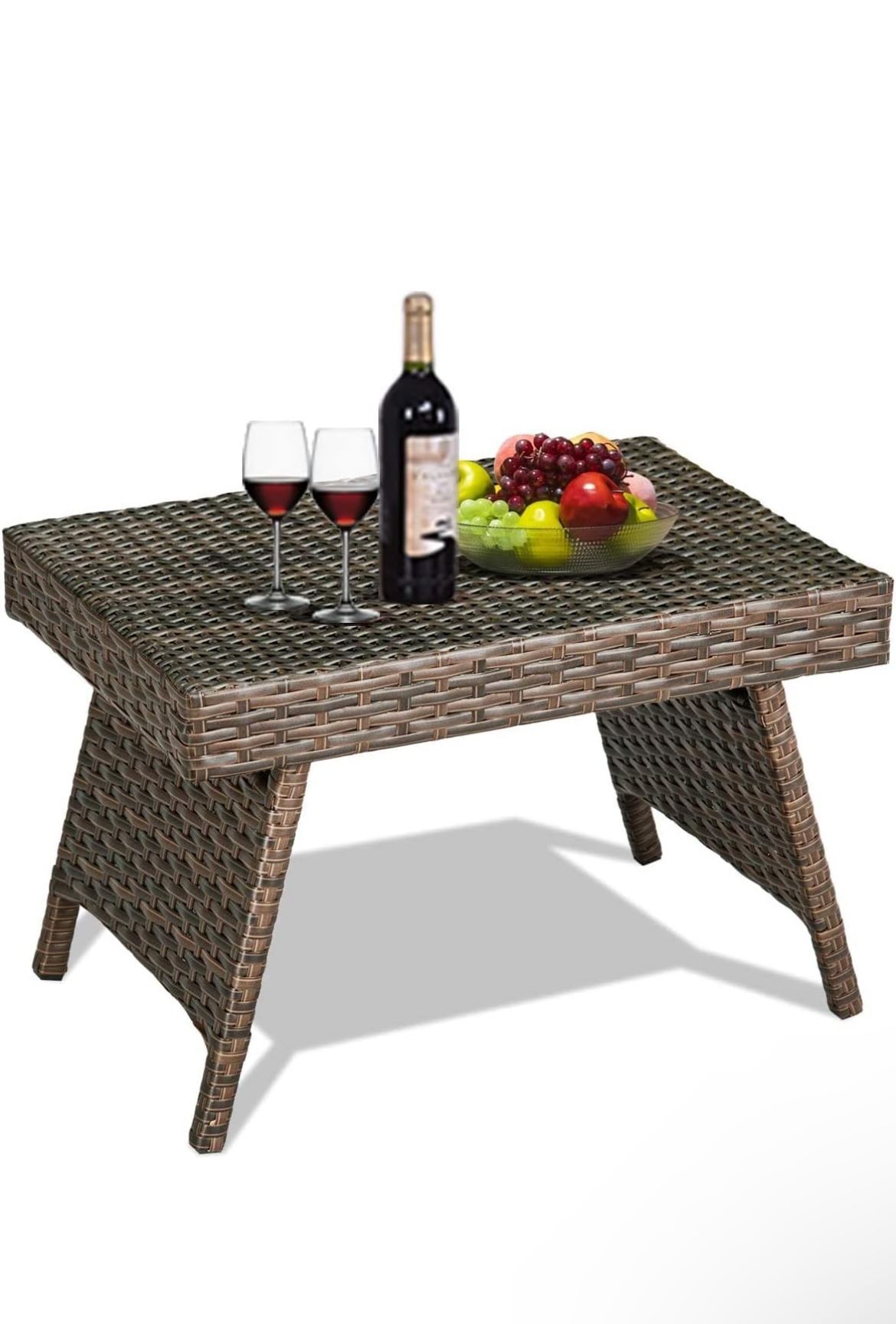 Folding Portable Wicker Table