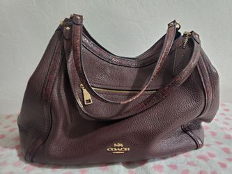 COACH Official Kristy Cranberry Gold Leather Shoulder Bag Tote Purse