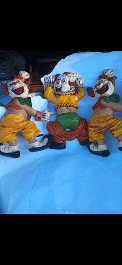 Set of 3 Vintage Clown Figurines