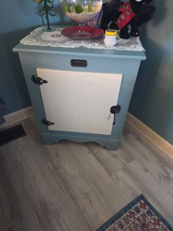 Painted Wood Cabinet with Decorative Hardware