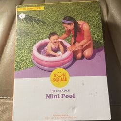 Orange Inflatable Mini Pool NWT Summer Swim Dog Bathing Fun Kids Outdoor 27”x12”
