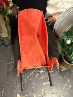 Red Wooden Decorative Christmas Sleigh
