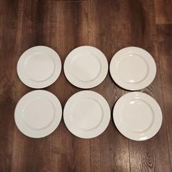 11" Porcelain Beaded Rim Dinner Plate White - Threshold™: Solid Textured Round Microwave & Dishwasher-Safe, set of 6, great condition