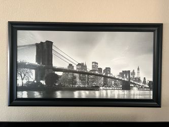 Framed Brooklyn Bridge Black and White Wall Art