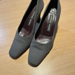 Martinez Valero Stylish Gray Fabric Heels, Size: 10