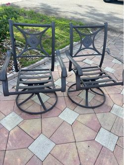 Metal chairs.
