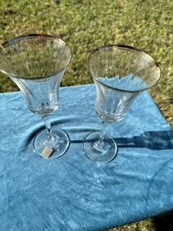Mikasa Set Of Two Gold Rim Crystal 