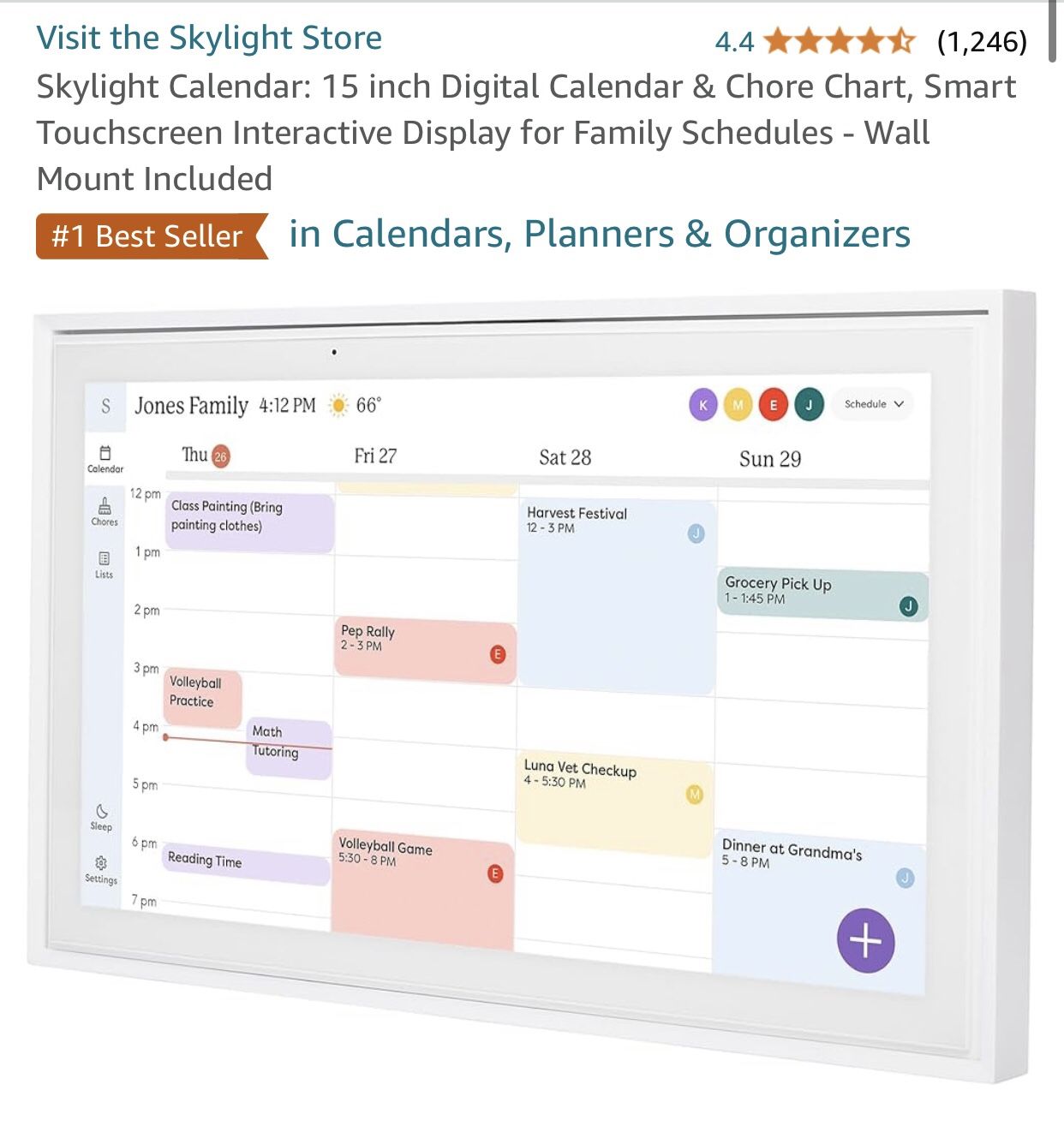 Skylight 15 Inches Digital Calendar 