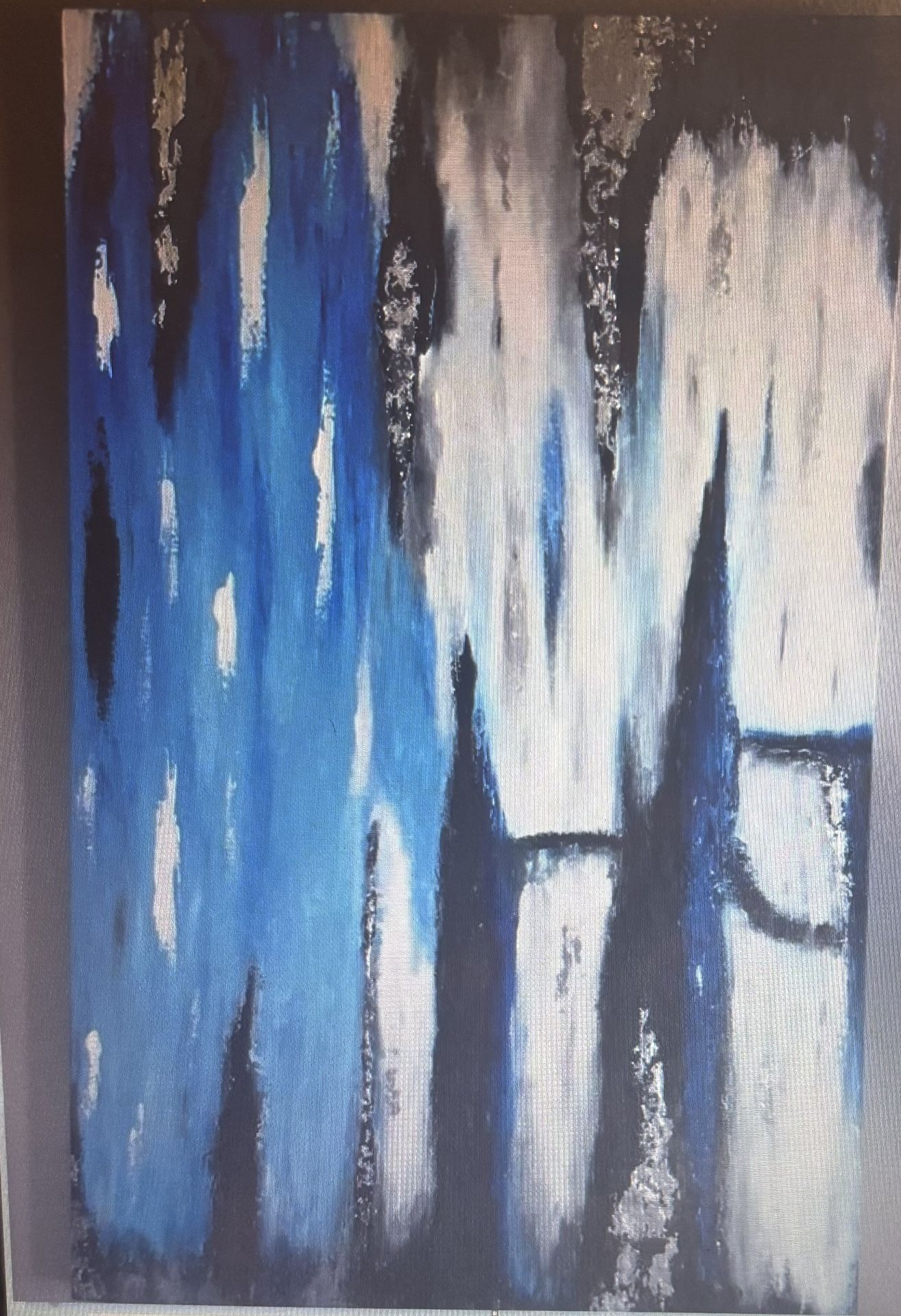 30x48 Custom Abstract Blue & Black Painting