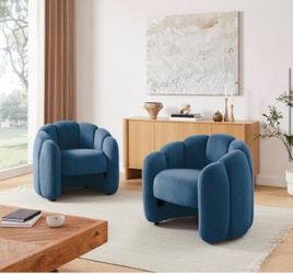 CUSH Blue Polyester Barrel Chair ( Set of 2 )