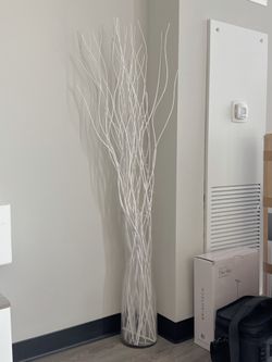 Tall floor vase with white branch decor