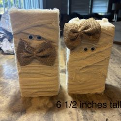 Homemade Halloween Wood Mummies