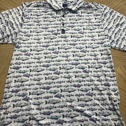 con.struct men’s fish print golf polo shirt size xl  Never worn 