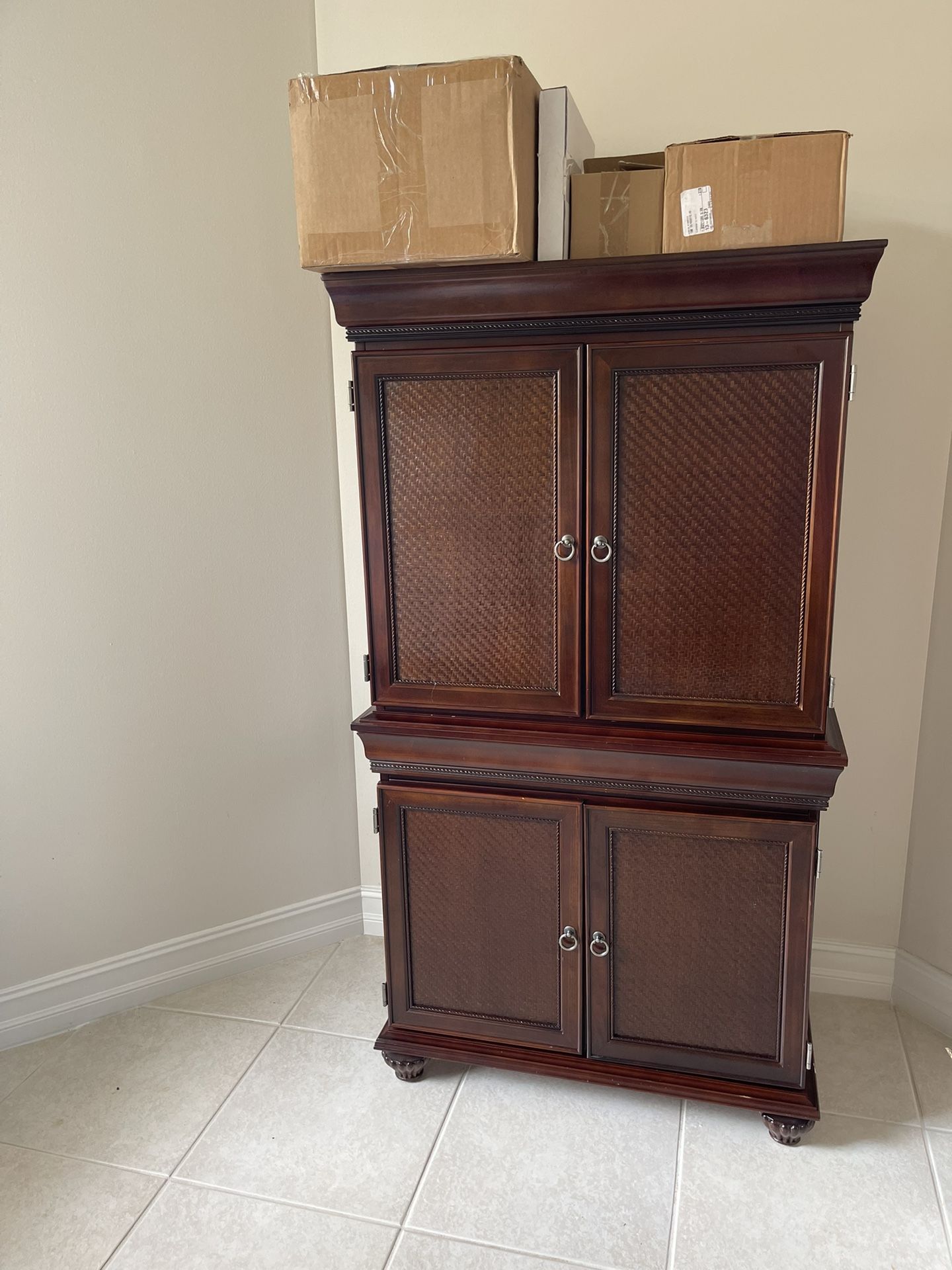 Vintage English Wood Storage Cabinet
