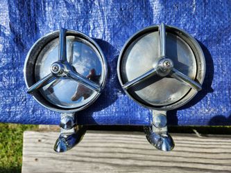 Vintage 50's Car Door Fender Mirrors chrome metal pair Yankee