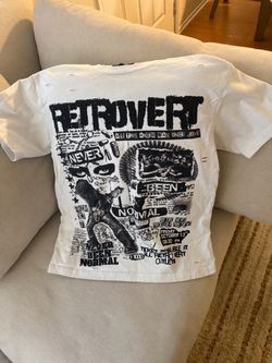 Retrovert Graphic Distressed White T-Shirt