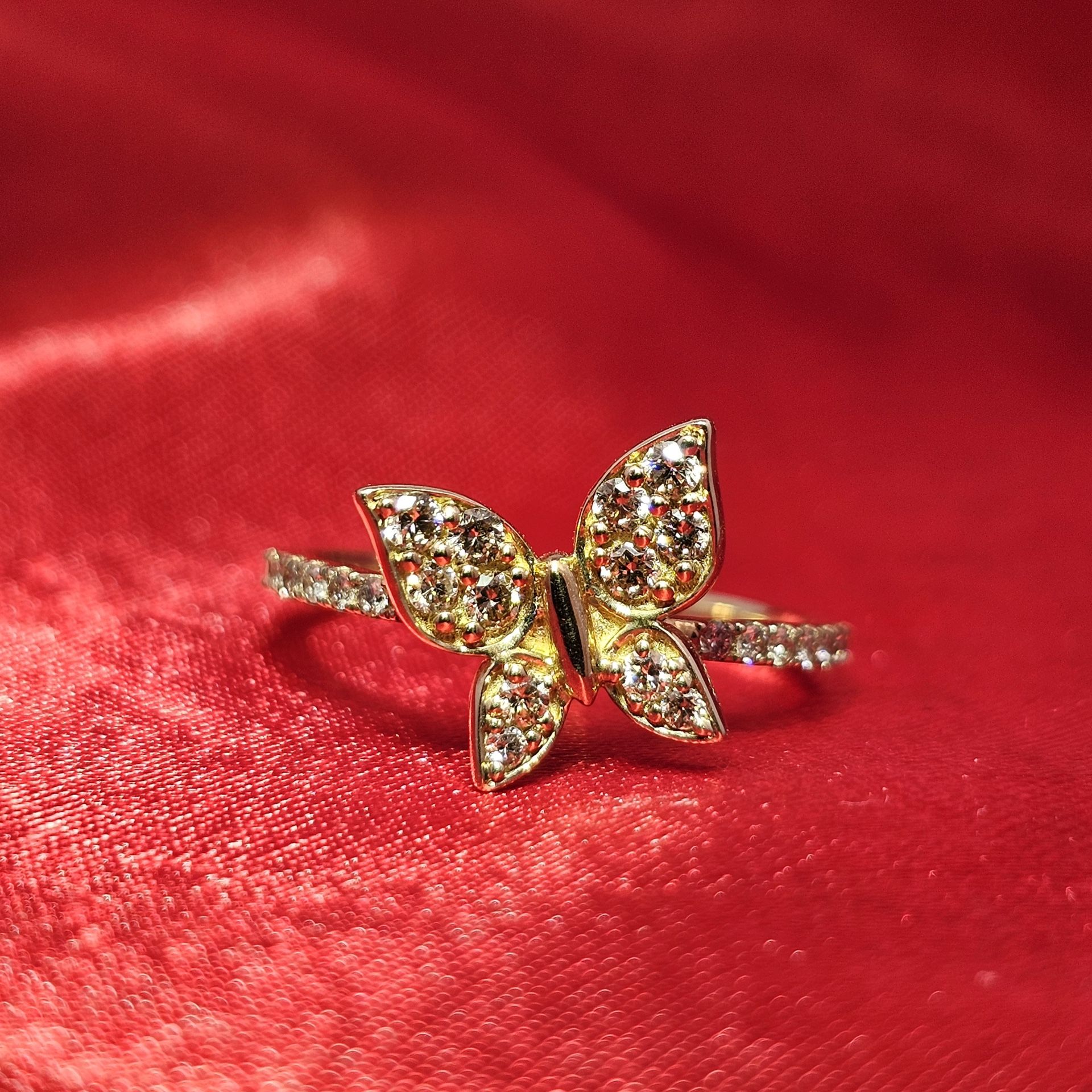 10k Yellow Gold Diamond Butterfly Ring 0.40 ctw