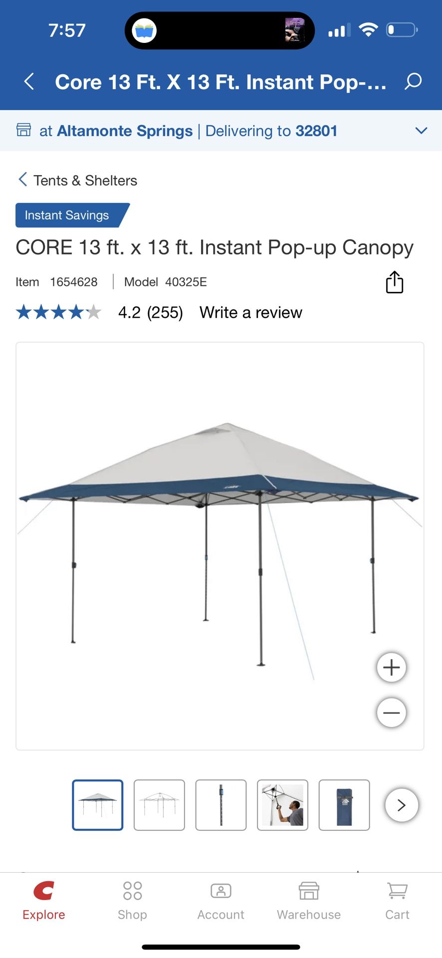 13x13 Sq Foot Push-Up Canopy- Set Up In 2 Mins