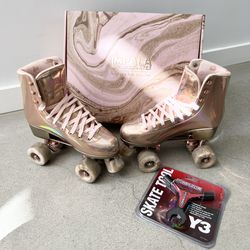 MARAWA x IMPALA Rose Gold Roller Skates Size 8 + PowerDyne Y3 Skate Tool