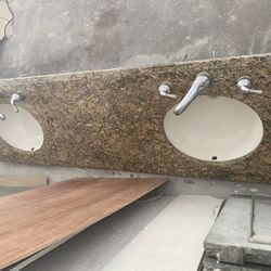 6 Foot Granite Vanity Top Dual Sink Double Undermount Sink Master Bathroom