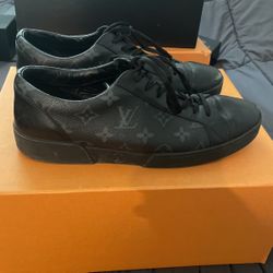 Mens LV Sneakers Black Monogram Size 42