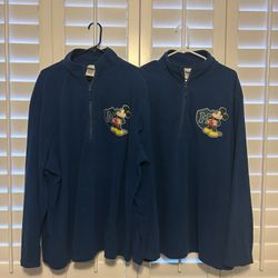 VTG Y2K 2000s “2” DISNEY MICKEY MOUSE FLEECE 3/4 ZIP UP SWEATERS SIZE XXL