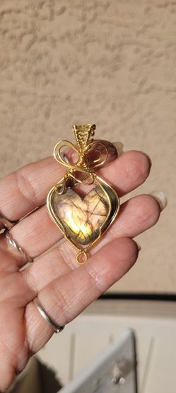 Laboradite Heart Pendants 