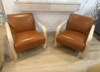 Leather And Oak New Lounge Chairs