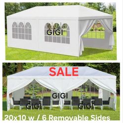 10x20' Wedding Party Canopy Tent Outdoor Gazebo with 6 Removable Sidewalls