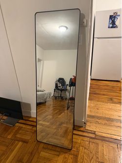 Full Length Mirror, 63 x 20 Inches, Rectangle Full Body Mirror with Stand, Aluminum Alloy Frame Floor Mirror, Tempered Glass
