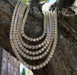 New 18 k yellow gold Cuban iced out necklace