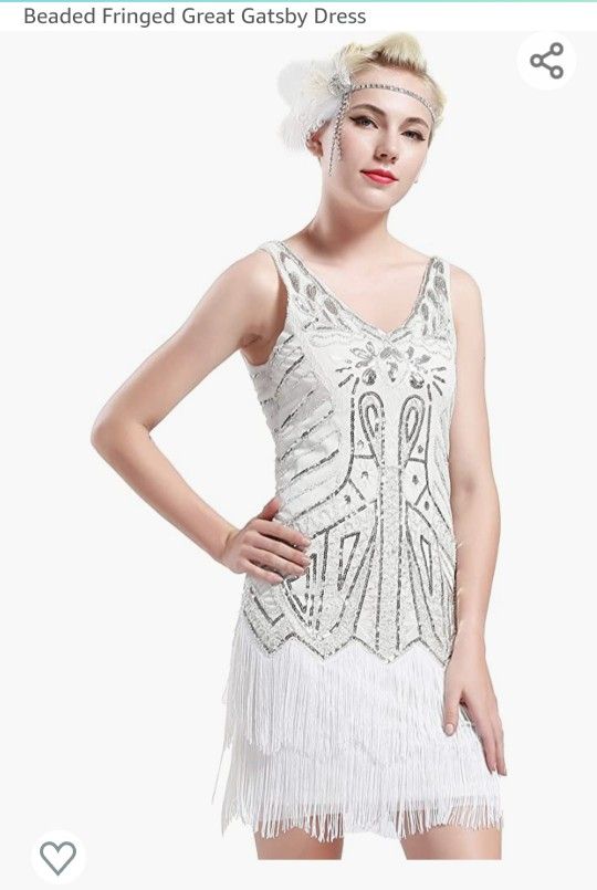 Brand New Never Worn White 1920s Flapper Dress