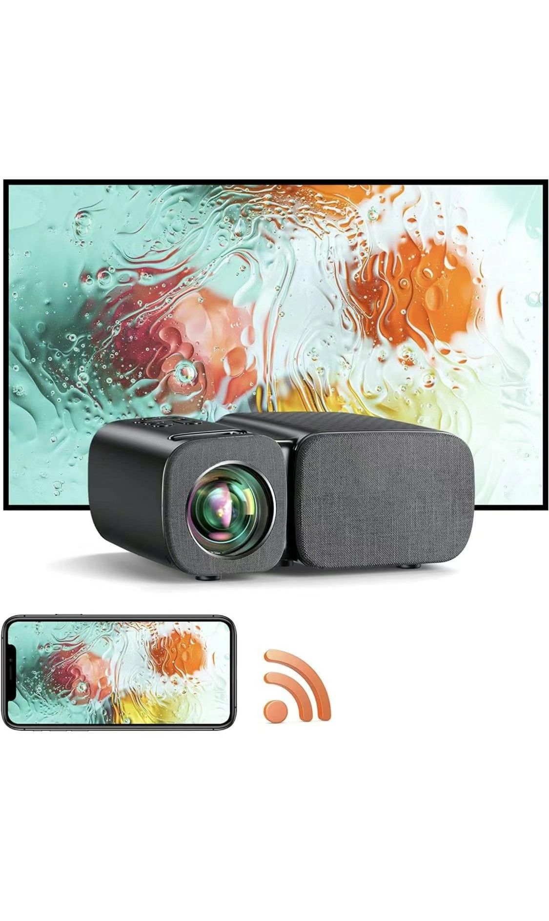 Mini Projector,8000L I WiFi Portable Outdoor Projector, HD 1080P 250" Supported, Dust-Proof Small Movie Projector for Home/Outside/Gaming/Camping Phon