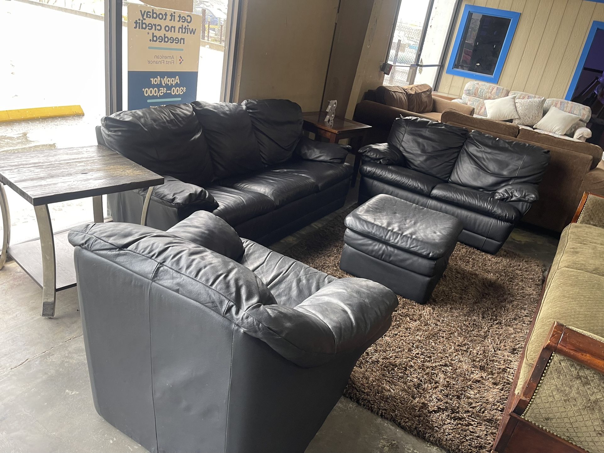 3 Piece Sofa With Ottoman Color Black