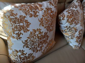 White and Gold Decorative Pillow