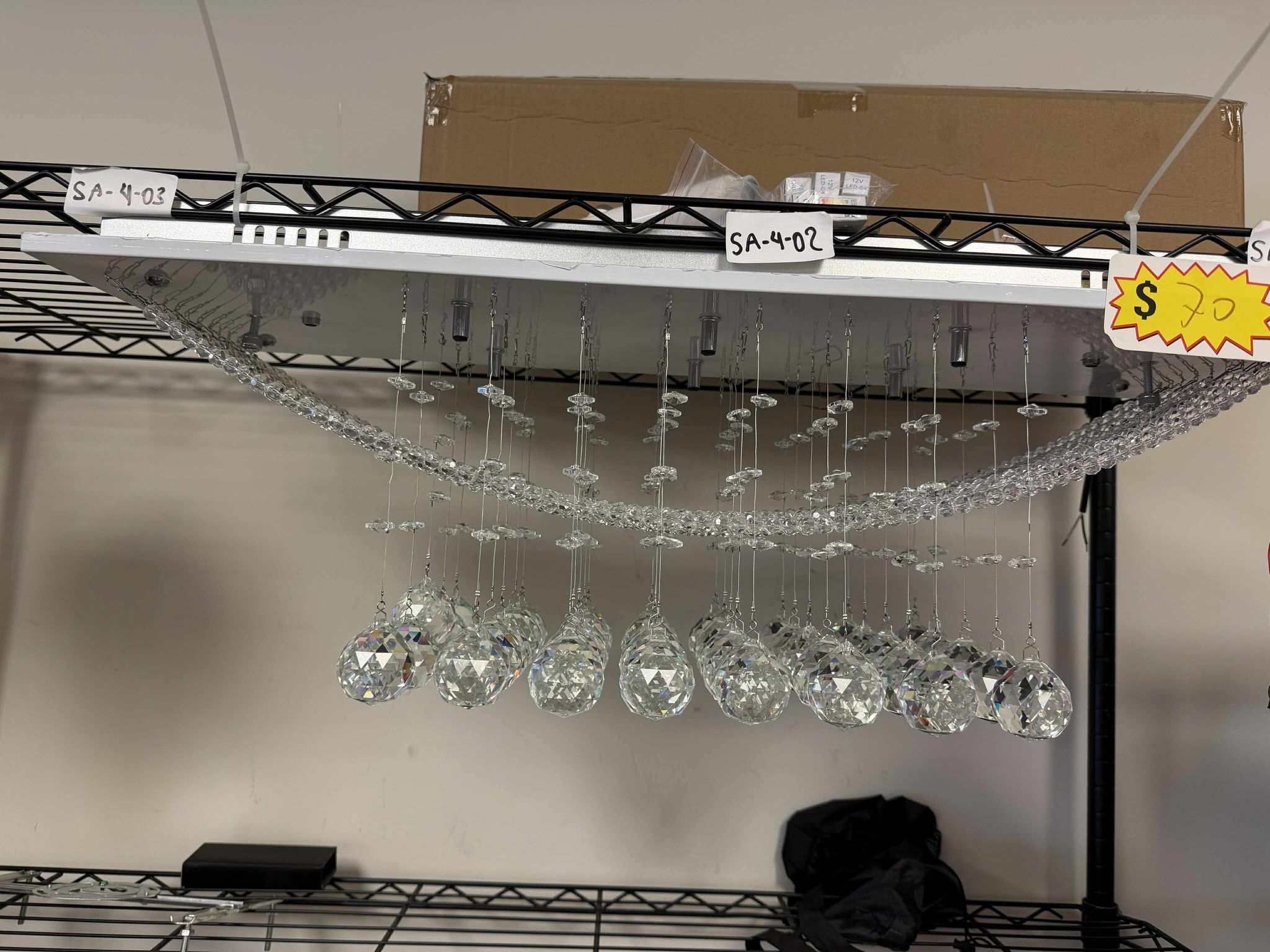 Silver Rectangle Crystal Raindrop Chandelier for Living Room, 8 Lights Modern Flush Mount Crystal Ceiling Light Fixture Pendant Lamp for Kitchen Islan