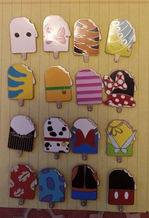 Disney Ice Cream Pin Set Popsicle Pin Set of 12 Characters: