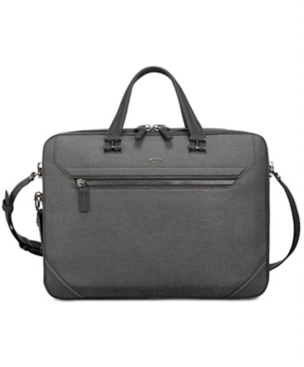 $995 Tumi Ashton Collins Double Zip Grey Briefcase Laptop Bag