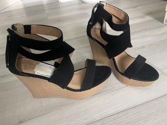Platform Black Sandals - Size 7.5