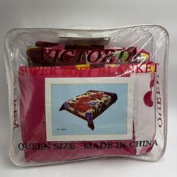 Victoria Super Soft Blanket Queen Size Floral Plush Warm Cozy Throw