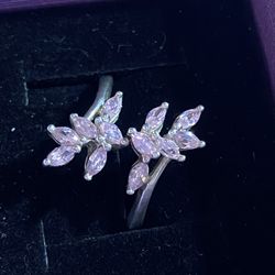 Vintage Marquise-Cut Pink C Z Bypass Ring
