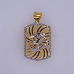 22k Yellow Gold Rectangle “OM” Charm 