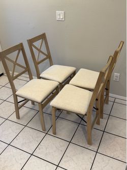 Folding chairs, wooden w/ fabric cushion seat